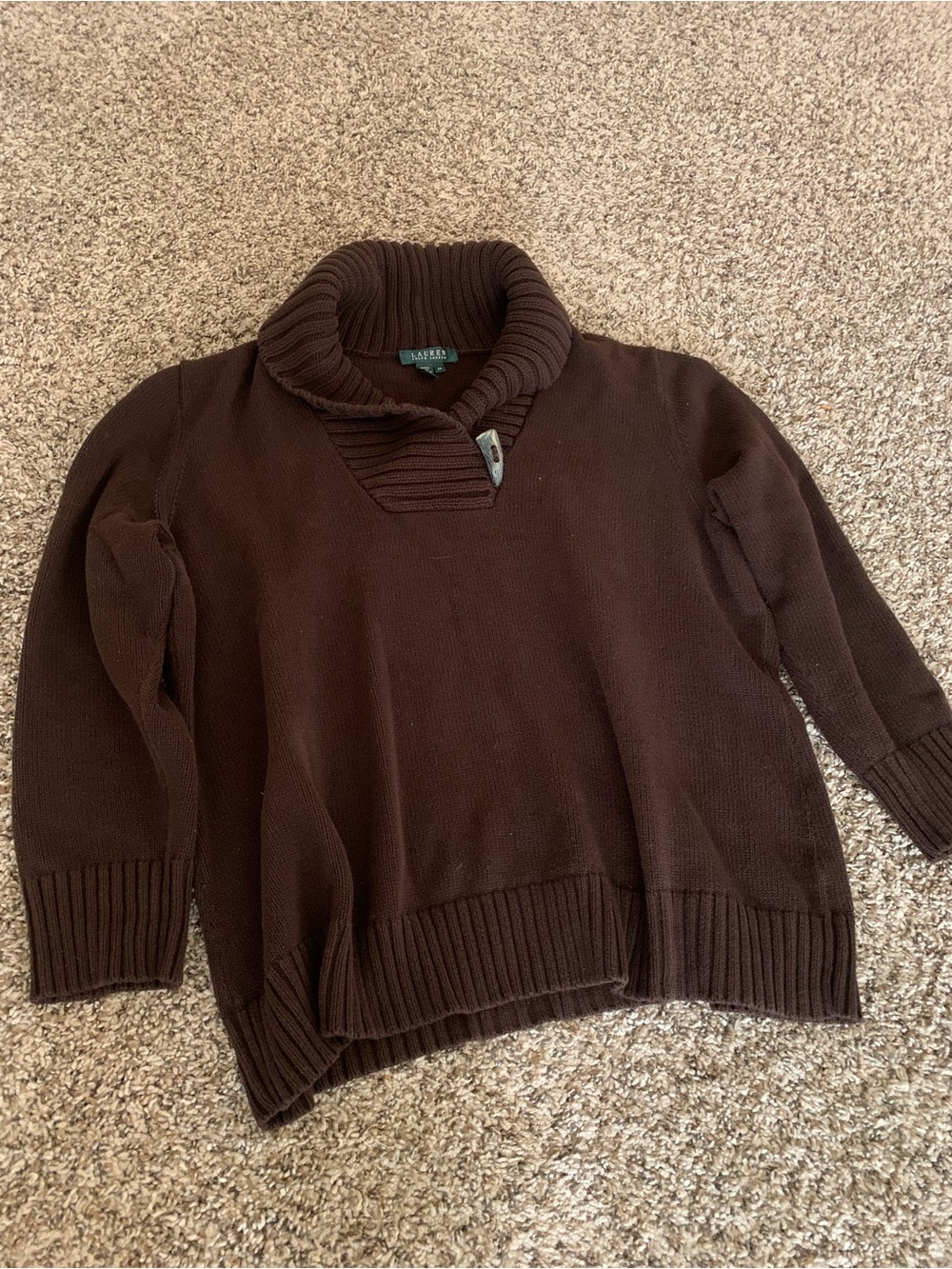Ralph Lauren Women’s Dark Brown Shawl-Collar Sweater